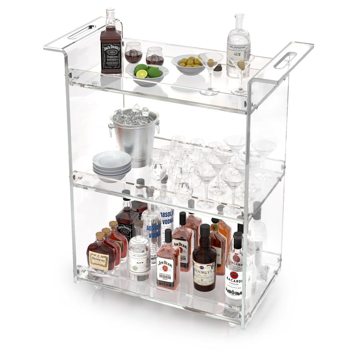 Luxe Clear Bar Cart - Stauber Furnishings